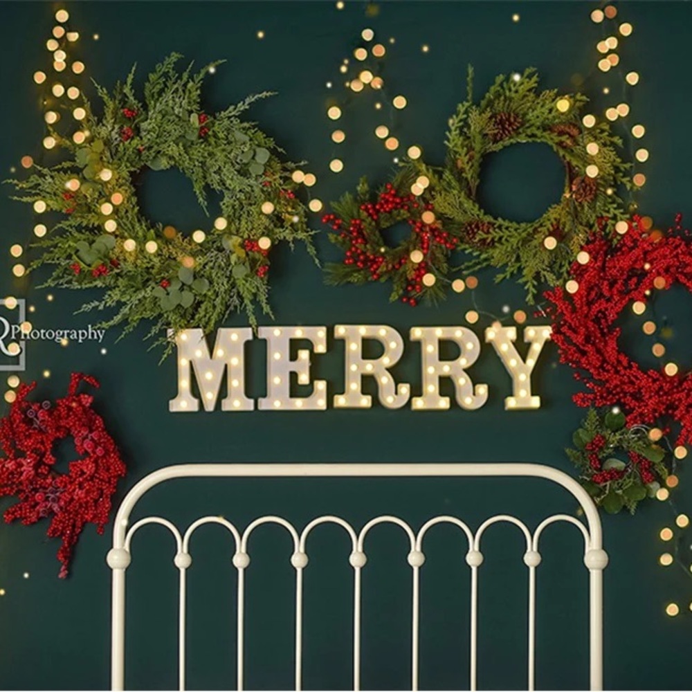 Merry Christmas Backdrop Sparkle Headboard